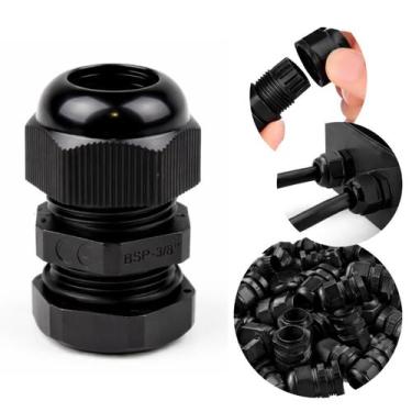 Imagem de Prensa P/ Cabo Conexão BSP 3/8 Nylon Preto - Kit 10 Unds. - Stark Elec