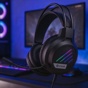 Imagem de Fone Gamer Com Microfone e Iluminacao LED Fone de Ouvido Para PC Compu