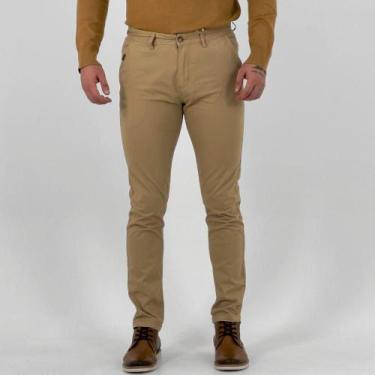 Imagem de Calça Yacht Master Sarja Esporte Fino Slim Masculina, 50, Areia
