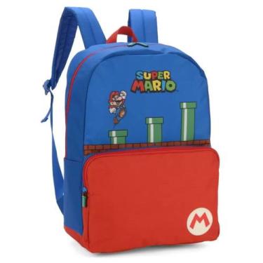 Imagem de Mochila Bolsa de Costa Infantil Azul Super Mario Bros Up4you