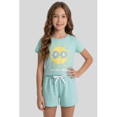 Imagem de Conjunto Verão Infantil Roupa Menina Blusa Cropped com Shorts Confortá