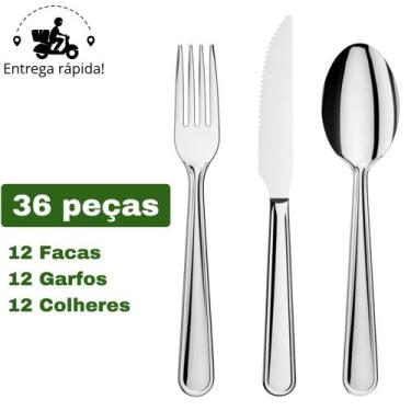 Imagem de Conjunto de Talheres Inox para Jantar Jogo Completo Resistente e Elega