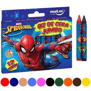 Imagem de Giz de cera colorido escolar Jumbo 12 un Spider Man Molin