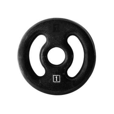 Imagem de Anilha Ferro Fundido Emborrachada Fitness Academia 1kg com Alça Lateral Preto Anilhas Fitness