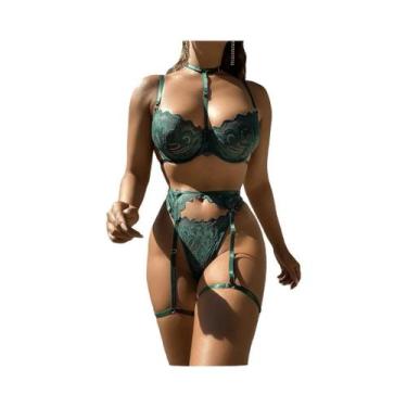 Imagem de Conjunto De Sutiã E Calcinha De Renda Sexy Transparente, Lingerie Luxu