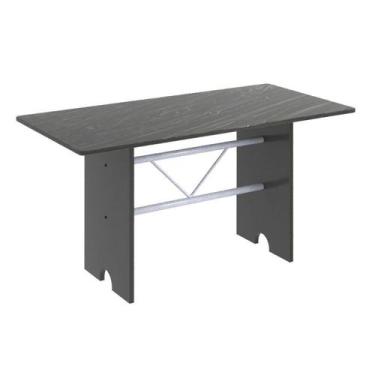 Imagem de Mesa para Cozinha 140x75cm Tampo Ardósia Cinza/Martelado Pérola/Indian