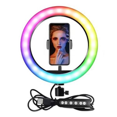 Imagem de Ring Light LED RGB Iluminador 26cm com Suporte para Celular - RL-10" R