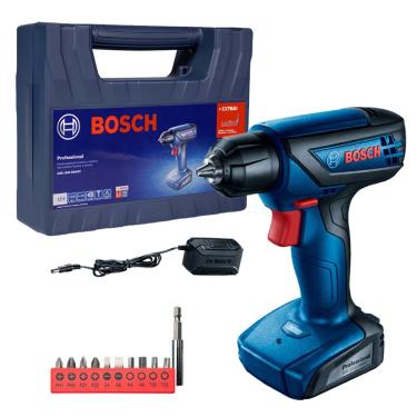 Imagem de Parafusadeira Furadeira Bosch para Uso Profissional GSR 1000 Smart com Kit Acessórios 120W Amarelo 12V