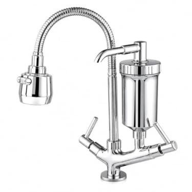 Imagem de MINHA CAZZA Torneira Gourmet Com Filtro Cozinha Luxo Bancada Cromado Cinza 1/4 De Volta