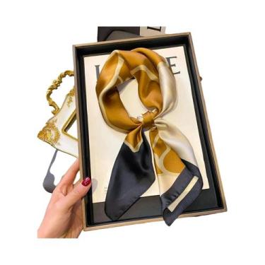 Imagem de Lenço De Seda Verde Elegante Com Estampa Para Mulheres, Lenço Quadrado