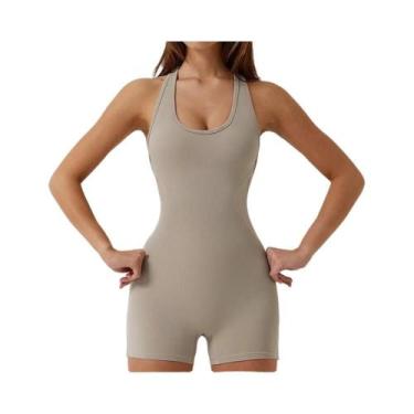 Imagem de Macacão Feminino Slim Fit Com Decote Baixo, Sem Mangas, Para Yoga, Elá