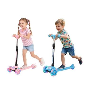 Imagem de Patinete Dobrável Infantil 3 Rodas Com Led - Castela, Azul