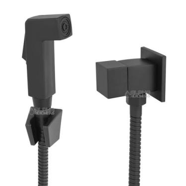 Imagem de Ducha Higiênica Completa Quadrado Preto Fosco Black Edition - Alpha Hi