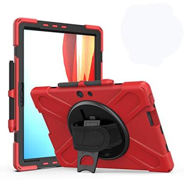Imagem de Capa para Microsoft Surface Pro X 13" 2019, grau militar [testado em queda de 4,5 m] capa protetora à prova de choque com suporte de rotação de 360°, alça de mão e suporte para lápis (vermelho)