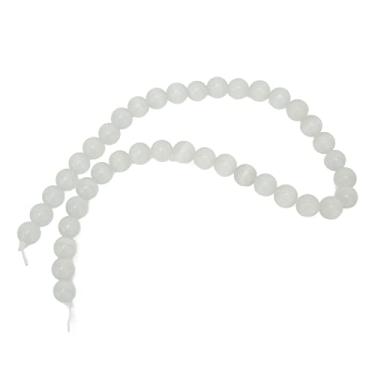 Imagem de Miçangas redondas, miçangas de alto brilho, pedras naturais resistentes ao desgaste e lisas para família para loja manual Branco