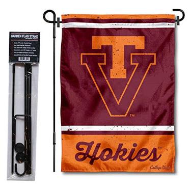Imagem de WinCraft Virginia Tech Hokies Vintage Retro Throwback Garden Flag with Stand Holder