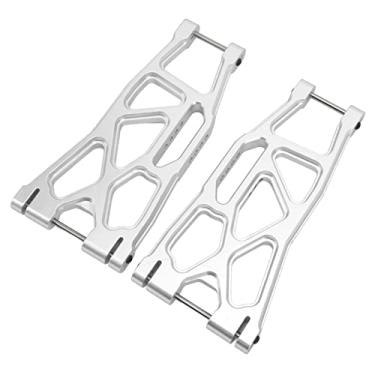 Imagem de Braços inferiores traseiros dianteiros de metal RC, liga de alumínio de substituição de alta resistência Braço de suspensão inferior RC 2pcs antidesgaste leve para TRAXXAS para carro 1/5(Prata)