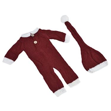 Imagem de Conjunto de adereços de fotografia para bebês, roupas macias para fotos de recém-nascidos lindas e respiráveis ​​com chapéu para a casa de loja de fotografia(Chapéu + peça única)