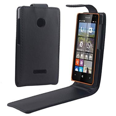 Imagem de LIYONG Capa para celular com botão magnético vertical, capa de couro para Microsoft Lumia 435 sacos
