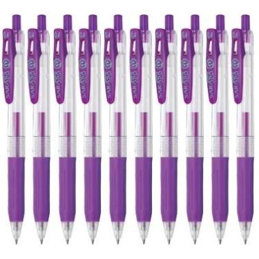 Imagem de Clipe Zebra Sarasa 0,4 caneta retrátil de tinta de gel, aderência de borracha, 0,4 mm, tinta roxa, conjunto de 10