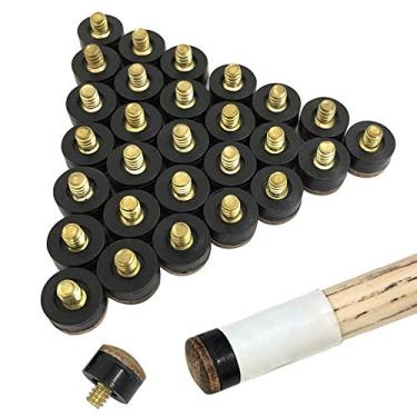 Imagem de YuCool 30 peças de ponteiras rosqueadas de couro rígido de bilhar para bilhar para tacos de substituição - 13 mm