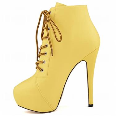 Imagem de Botas femininas de salto alto de salto alto, sapatos de dança stilettos de 14 cm, botas de festa de 20 cm palco com salto stiletto, amarelo, 36EU/5US