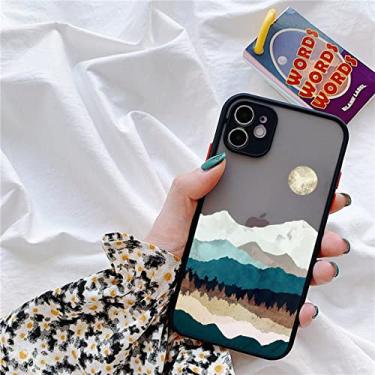 Imagem de Capa de telefone pintada à mão para iphone x xs max xr capa de cenário dura capa à prova de choque para iphone 6s 7 8 plus se 2 12 13 11 pro max, cenário preto 2, para iphone13 pro max