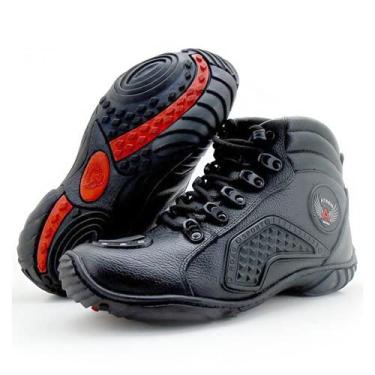 Imagem de Bota motociclista unissex couro Atron 274 Preto Cor:Preto;Tamanho:37;Genero:Masculino