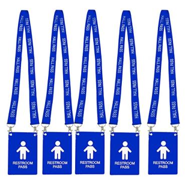 Imagem de Cordões de corredor com grandes cartões de passagem, sala de aula escolar inquebrável, conjunto de passagens de 5,1 polegadas para pais professores (quarto da biblioteca do banheiro escritório e enfermeira), 5* Boys' Restroom Pass