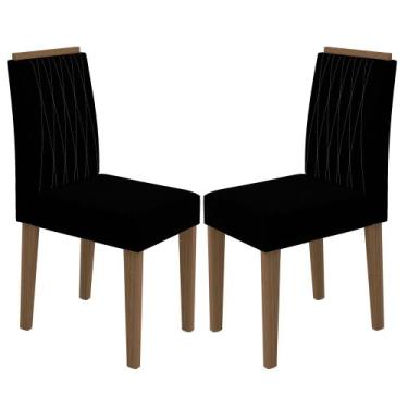 Imagem de Conjunto Com 2 Cadeiras Para Sala De Jantar Ana Imbuia Preto Vl07 New