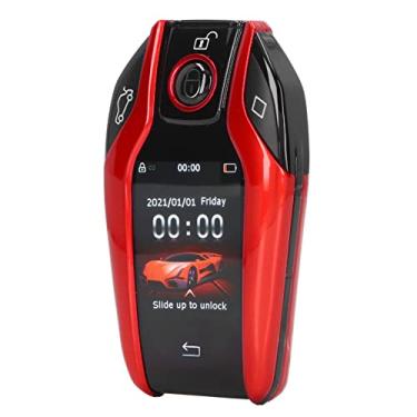 Imagem de Chave de Carro Inteligente, Tela de Toque LCD Fechadura de Porta de Entrada Sem Chave Chave Remota Elevador de Janela de Tempo de Espera Longo para Todos Os BotõEs de Partida e (Vermelho)