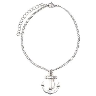 Imagem de It's All About...You! Pulseira de tornozelo de aço inoxidável de 19 a 24 cm com âncora de liga de 24 mm náutica 50D