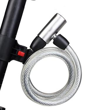 Imagem de Trava de bicicleta, travas de bicicleta cadeado de cabo chaves seguras espiraladas trava de cabo de bicicleta com suporte de montagem (cor: branco) pequena surpresa