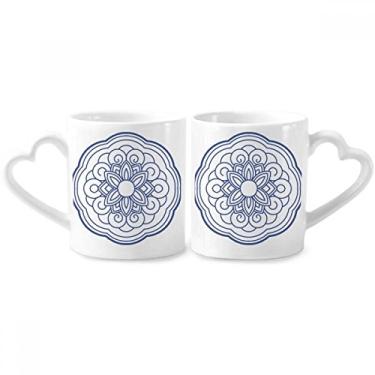 Imagem de Conjunto de canecas de porcelana para casal, padrão de flores chinesas, conjunto de canecas de cerâmica para amantes,