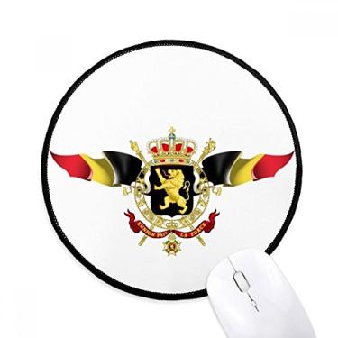 Imagem de DIYthinker BelgiumFlag National Emblem Mouse Pad Desktop Office Tapete Redondo para Computador