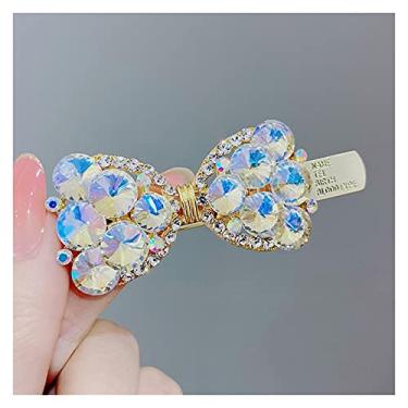 Imagem de RULEH Clipes de cabelo novos mulheres meninas moda laço de cristal elgante clipe de cabelo festa vação strass grampo de cabelo grampo acessórios de cabelo presente grampo de cabelo (cor: branco)