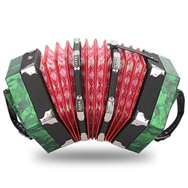 Imagem de Concertina, Concertina Profissional 20 Botões Acordeão Concertina Instrumento Musical Acessório com Bolsa de Transporte para Prática Diária Performance de Palco (Verde)