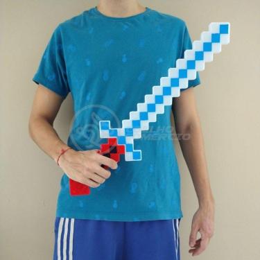 Imagem de Espada Pixel 58Cm Diamante Som E Luz À Pilha Vermelho
