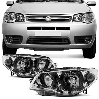 Imagem de Farol Principal Fiat Palio Weekend Siena 2004 a 2011 Strada 2006 a 2012 Lado Direito Mascara Metalizada