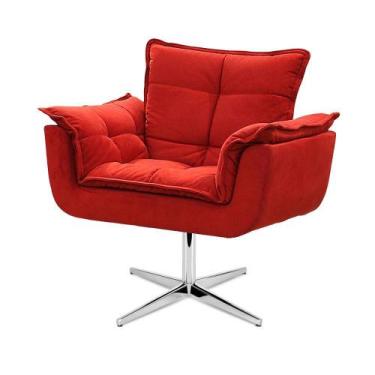 Imagem de Cadeira Decorativa Opala Vermelha Base Giratória - Rg Poltronas
