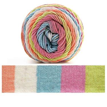 Imagem de Cicilin 4 peças de fio de crochê de 100 g, fio de mistura de algodão confortável, fio de tricô multicolorido, fio de tricô à mão, fio de crochê (cor 19)
