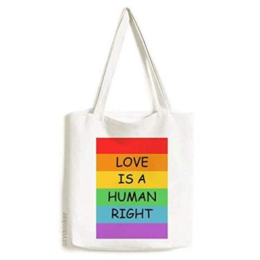 Imagem de Bolsa de lona LGBT com bandeira de arco-íris gay lésbica, bolsa de compras casual