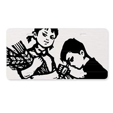Imagem de DIYthinker Placa de licença de microscópio de trigo para meninos e meninas, placa de licença de aço inoxidável para decoração de automóveis