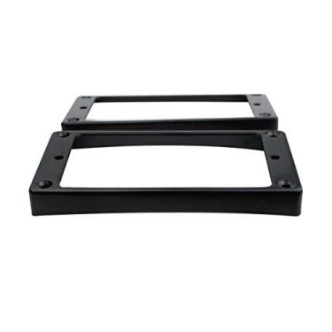 Imagem de Guyker Curved Bottom Metal Humbucker Pickup Mounting Ring Set - Bridge and Neck Pickups Cover Frame Replacement Compatible with Les Paul LP Style Electric Guitar or Precision Bass(2PCS, Black)