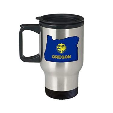 Imagem de Caneca de viagem Oregon – Caneca de café com isolamento térmico de café de cacau quente divertido – ideia de de Natal