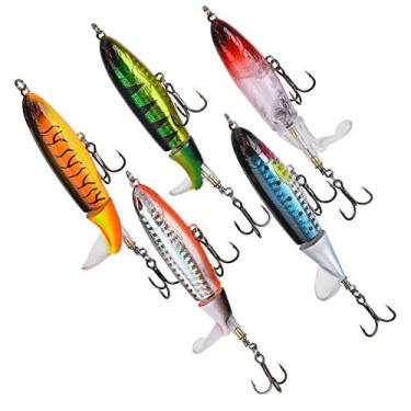 Imagem de Kit de Iscas Artificiais, 5 Peças de Iscas Rígidas de Plástico Coloridas com Ganchos Isca de Hélice Isca de Pesca Marítima para água do Mar/água Doce