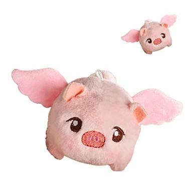 Imagem de Brinquedo de Pelúcia Puxador de Porco, Brinquedo de Porco Voador Confortável para Carteiras (Rosa)
