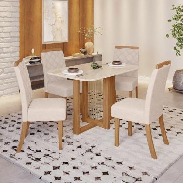 Conjunto Sala De Jantar Nápoles Tampo Vidro/MDF com 8 Cadeiras Luísa Smart  Plus Cel Móveis