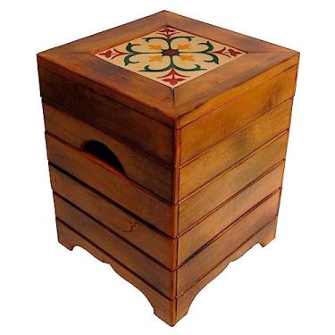 Imagem de Banco Madeira Volpi Baú Com Ladrilho Hidráulico (D1)