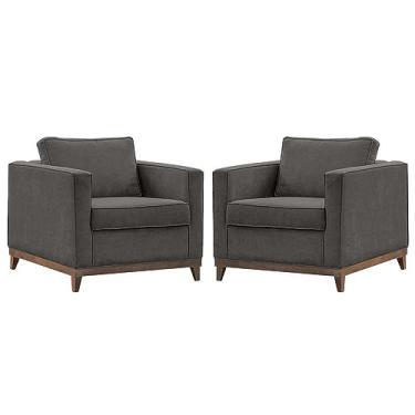 Imagem de Kit 2 Poltrona Decorativa Sala de Estar Moderna Quarto Escritório Rubi (Suede cinza)